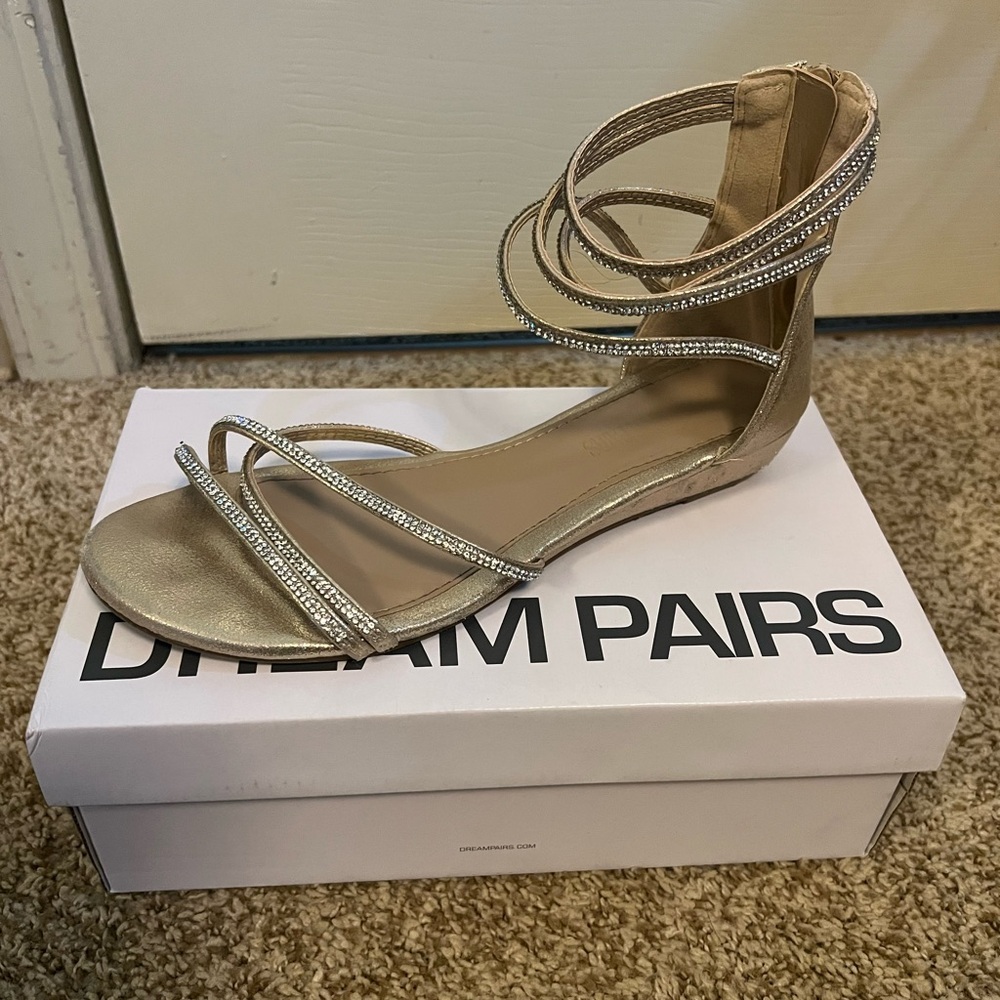 Dream Pairs Gold Strappy Sandals with Ankle Strap